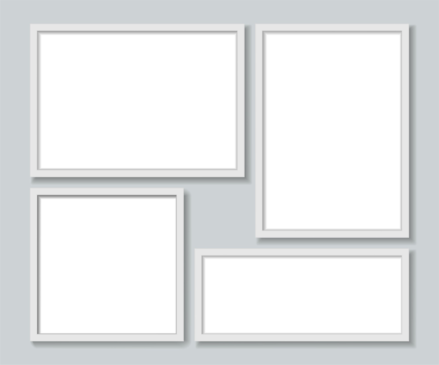 Set white photo frames template.