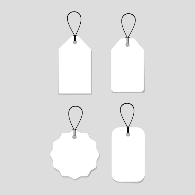 Set of white price tag labels illustration on isolated background