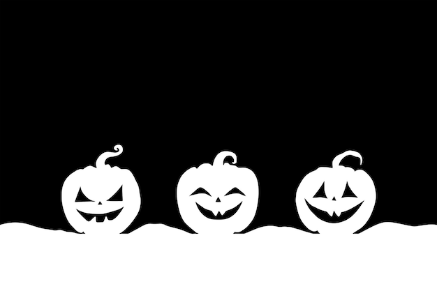 Vector set of white pumpkins for halloween on a black background.