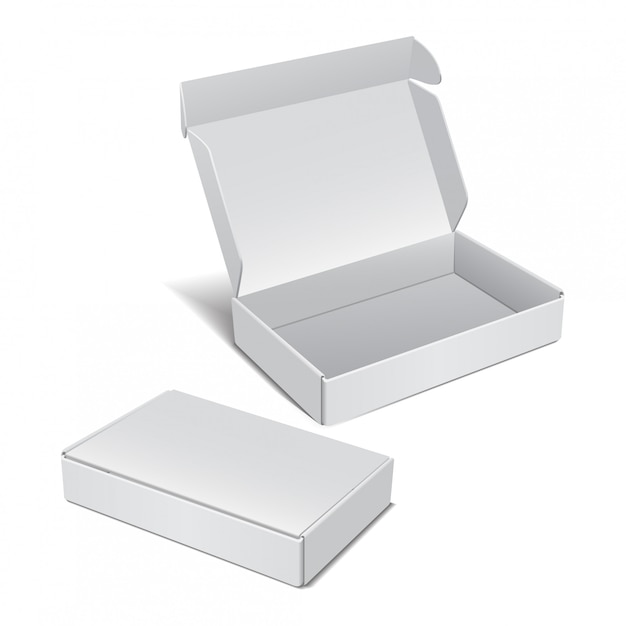 Set of White Realistic Cardboard Box.  package for Software, electronic device and other products