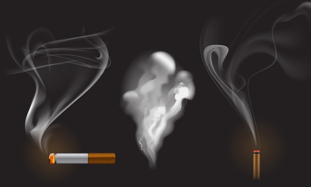 Vector set of white smoke