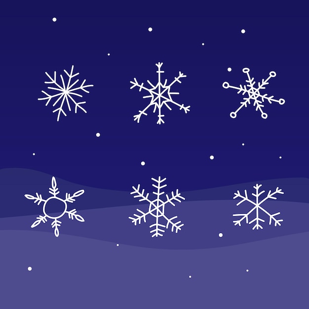 Set of white snowflakes