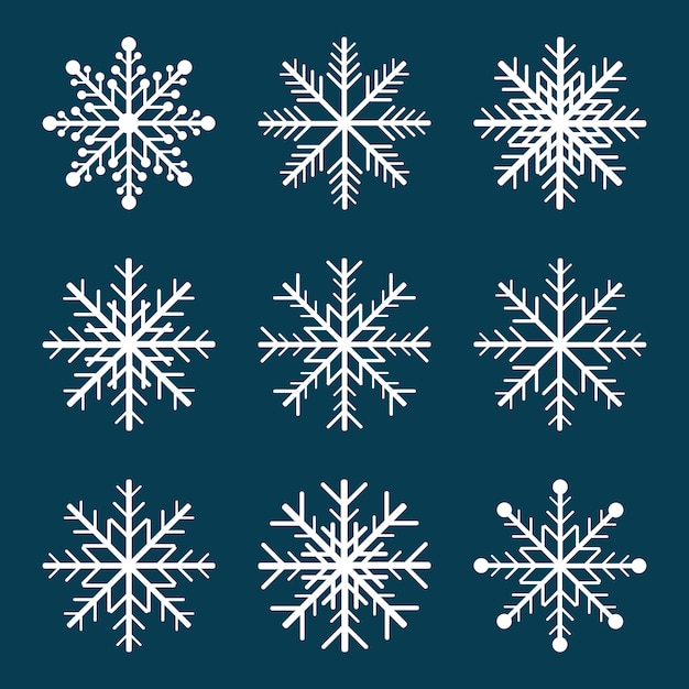 Vector set of white snowflakes