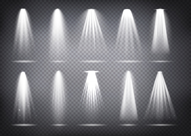 Vector set of the white spotlight