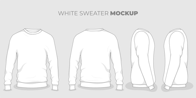 Vector set of white sweater mockup design for sweater product advertising design