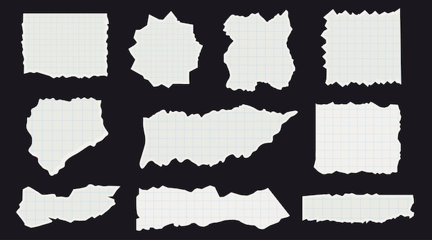 Vector set of white torn paper paper cuttings for collages and scrapbooking
