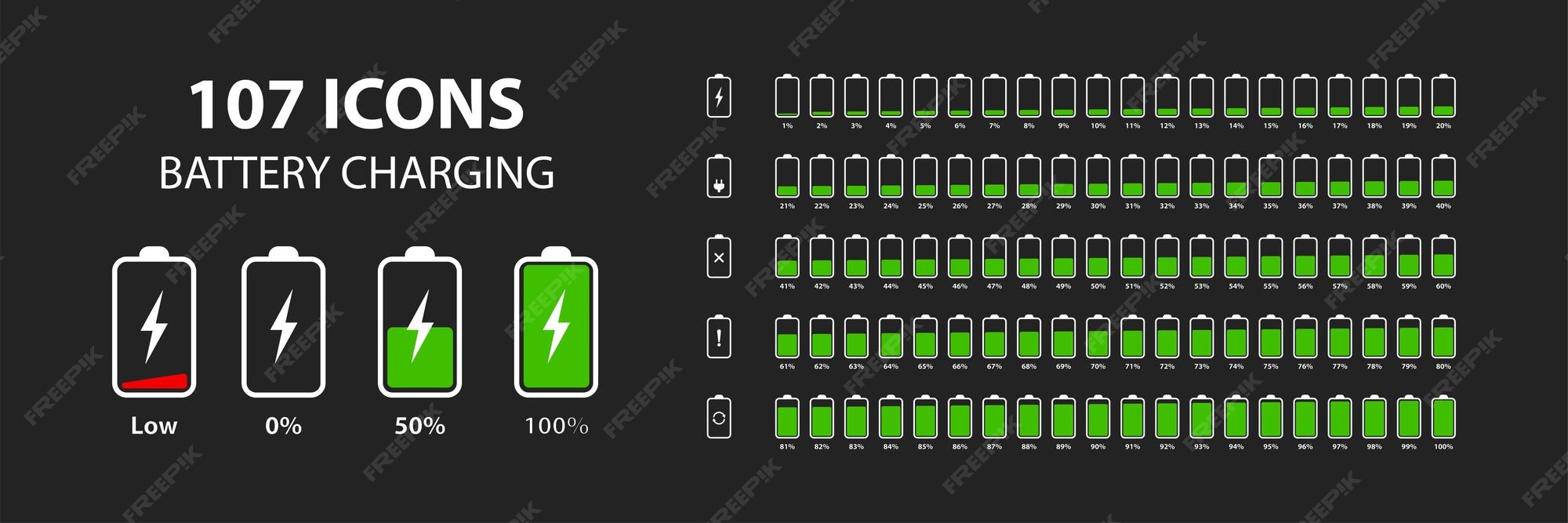 Premium Vector Set Of White Vertical Battery Level Indicators In 
