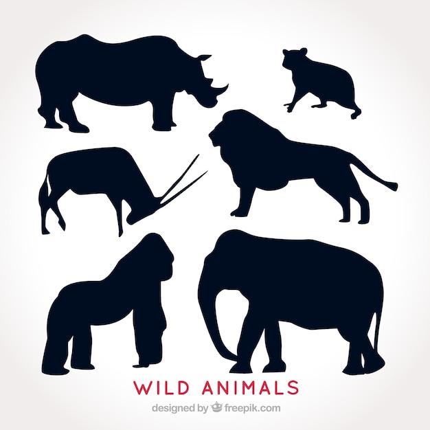 Vector set of wild animal silhouettes