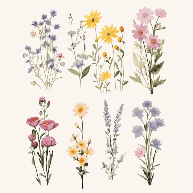 Vector set wild flower for decoration