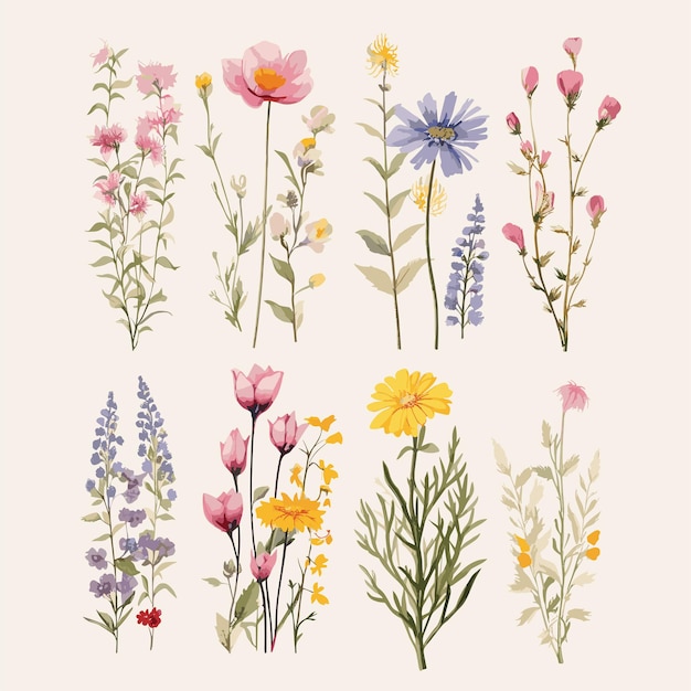 Vector set wild flower for decoration