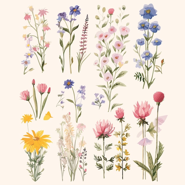 Vector set wild flower for decoration