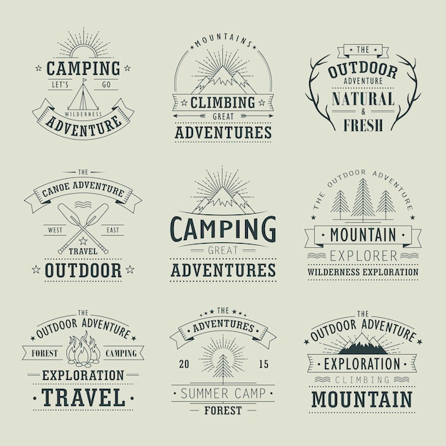 Set of wilderness and nature exploration vintage emblems