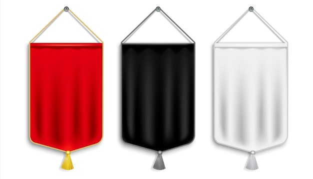 Set wimpels om te belonen verkoop- en kortingstag hang aan een zelftappende spijker zwart wit rood