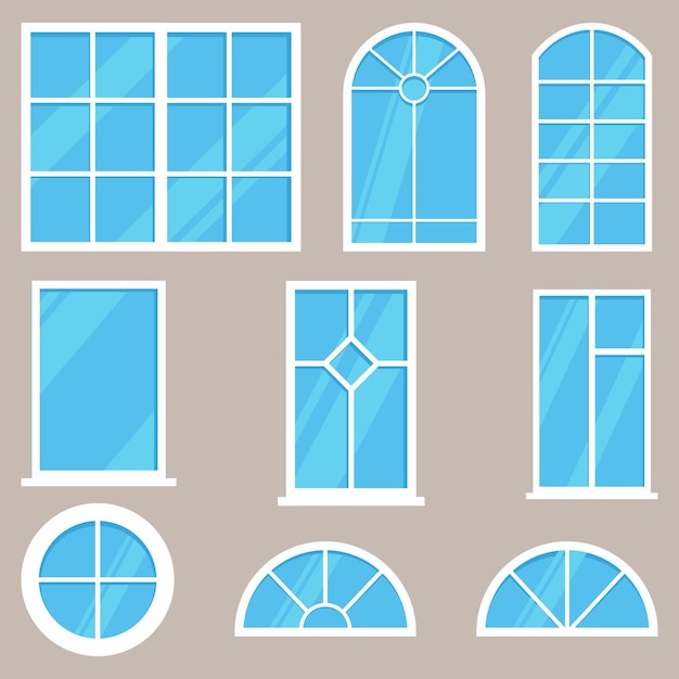 Vector set of windows with different frames