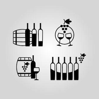 Set di icone del vino