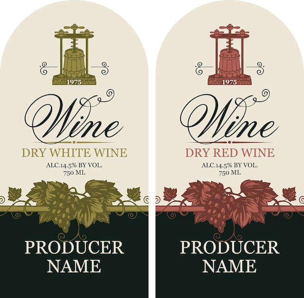 set of wine labels
