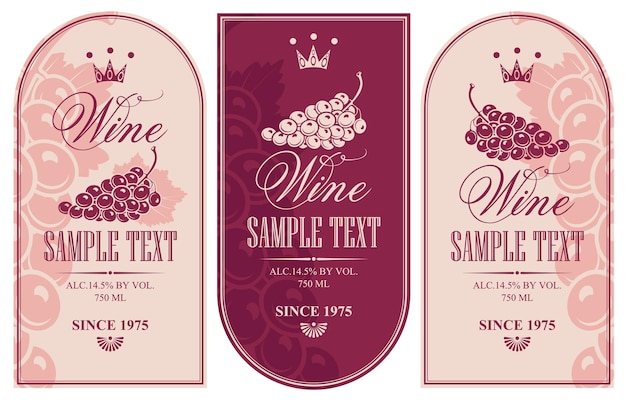 Insieme delle etichette del vino