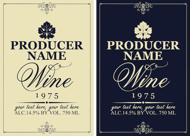 Vector set of wine labels