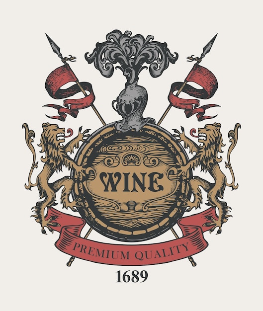 set of wine logo labels