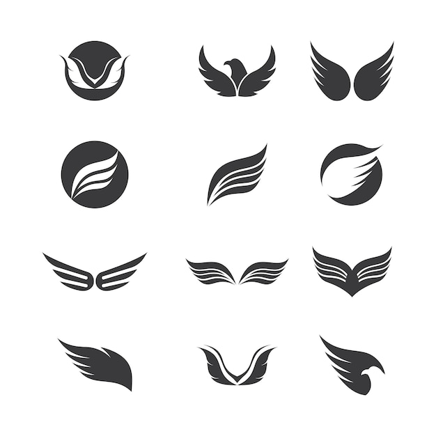 Wings. Vector logo template set. Elements for design. Icon set. vector  illustration © ussr (#1018002)