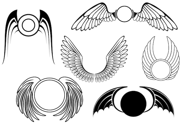 Vector set of wing symbols