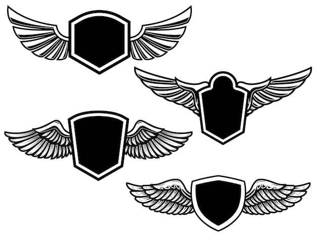 Vector set of winged emblems