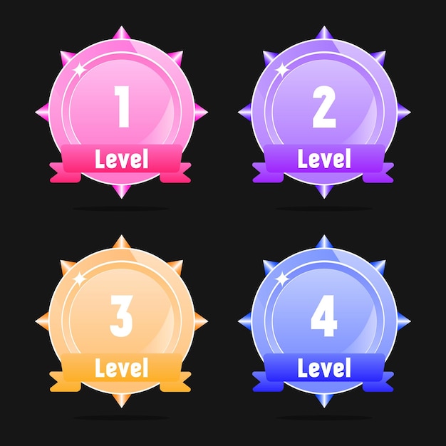 Vector set of winner medals for game interface six flat icon reward medal for gaming ui premium medal