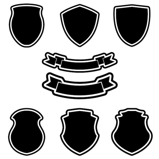 Vector set of wintage shields and ribbons