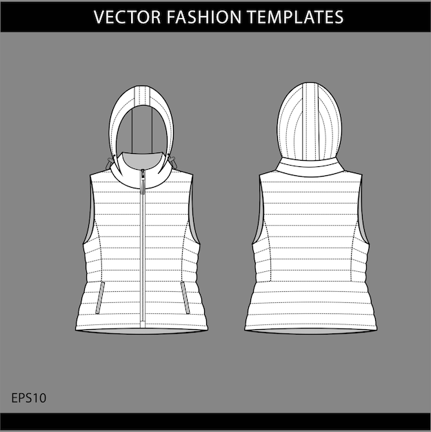 Vector set of winter jacket sleeveless