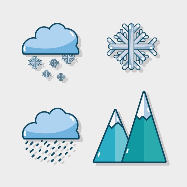 Vector set winter natural weather season