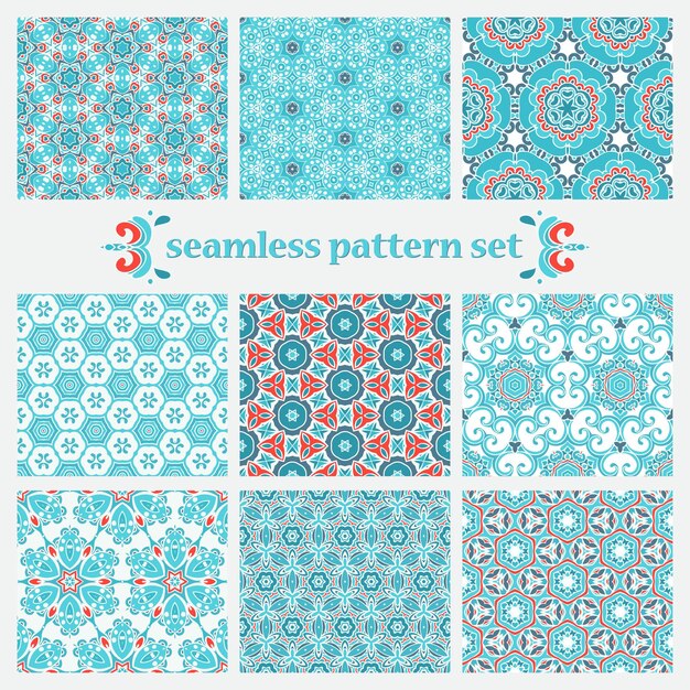 Set of winter ornamentall designs. christmas gift wrap. abstract geometric pattern