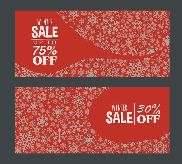 Set of winter postcards snowflakes discount coupon winter sale