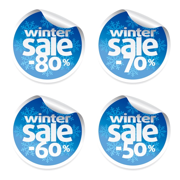 Set Winter sale stickers