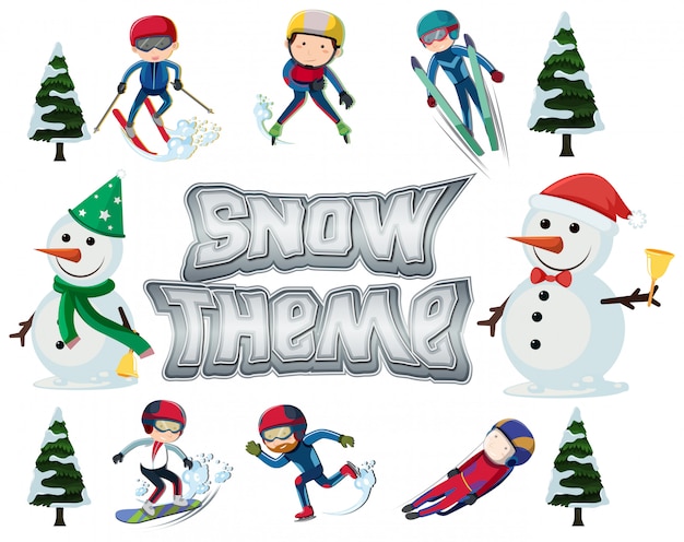 Vector set of winter sport