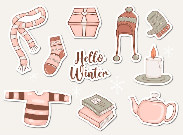 Set of winter stickers element