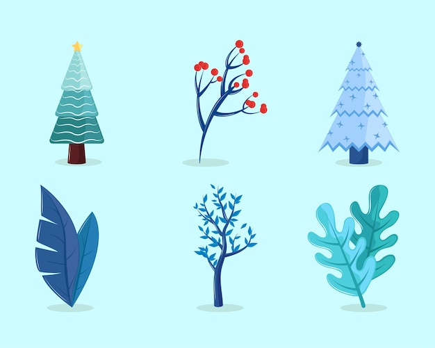 Set of winter trees