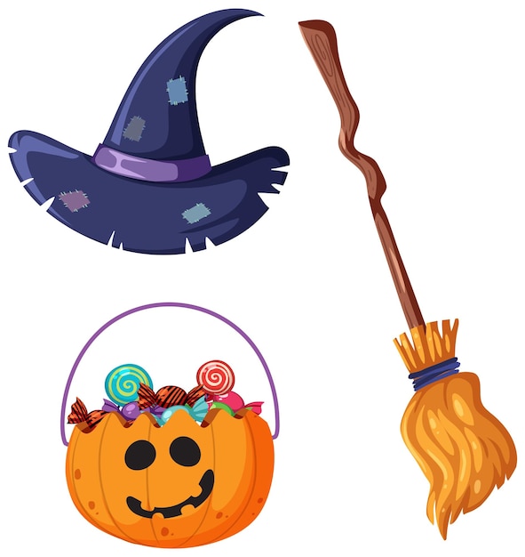 Vector set of witch costume