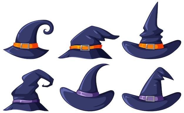 Vector set of witch hat on white background