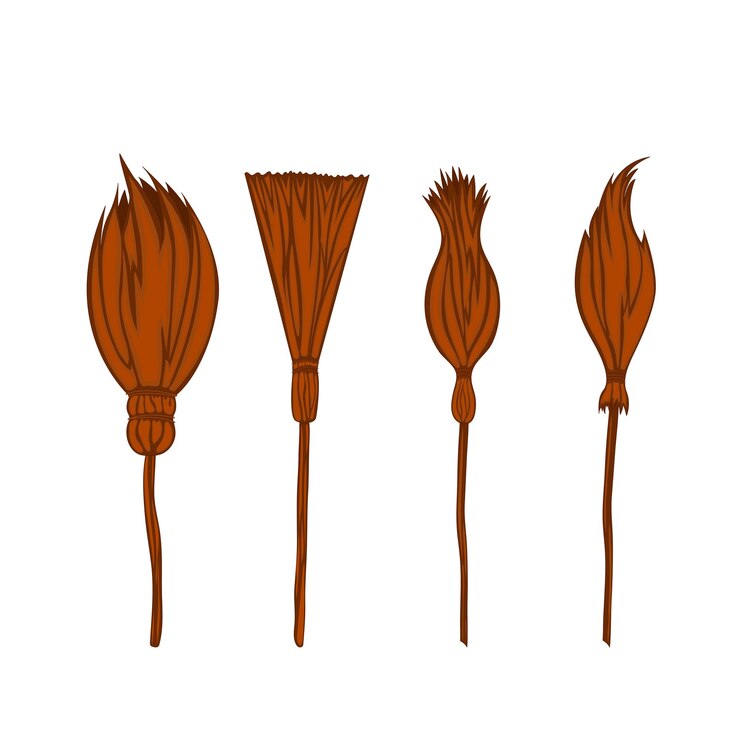वेक्टर set witch's broom on a white background isolated