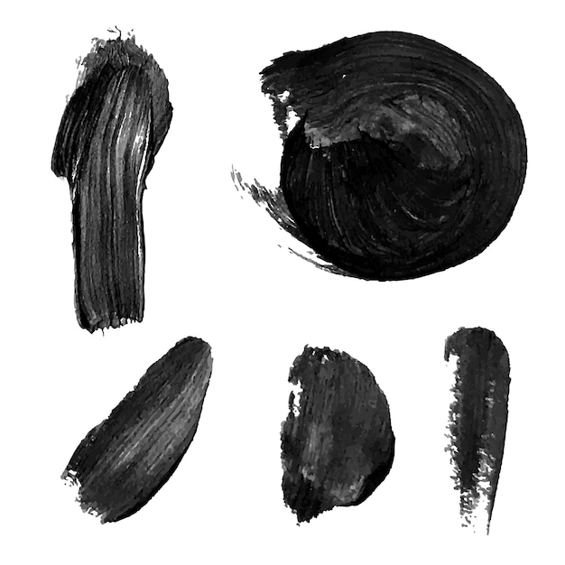 Vector set with black abstract stain isolated on white background