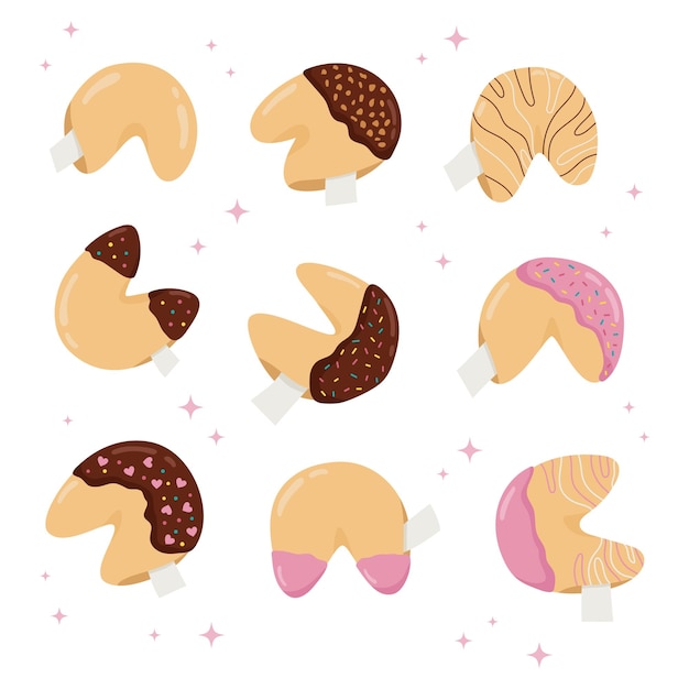 Vector set with chinese fortune cookies