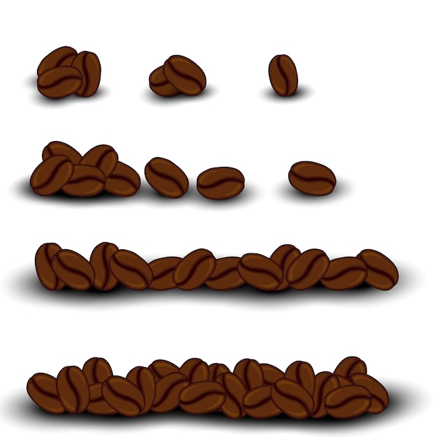 Set with coffee beans. Cartoon style. 