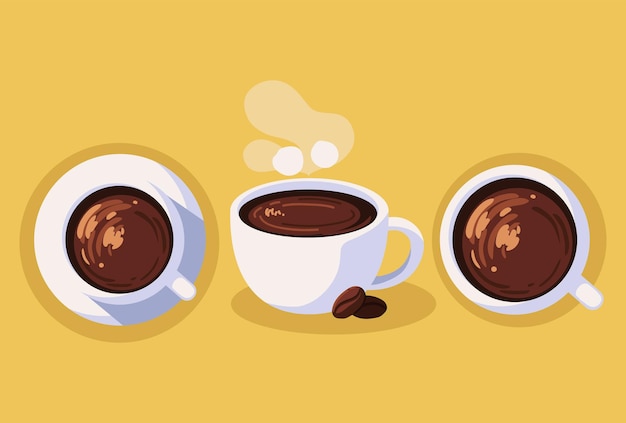 Vector set with coffee cups