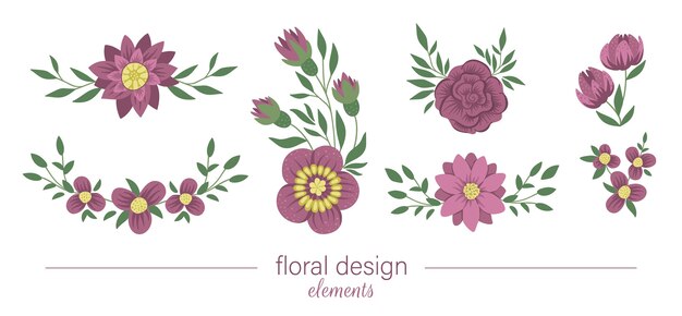 Set with floral horizontal and vertical decorative elements