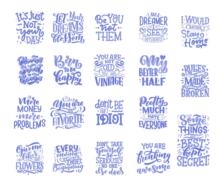 Vector set with fun slogans for concept design