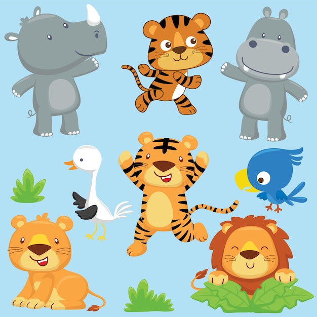 Set of with funny animals cartoon