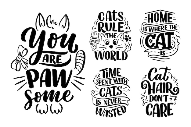 Set with funny lettering quotes