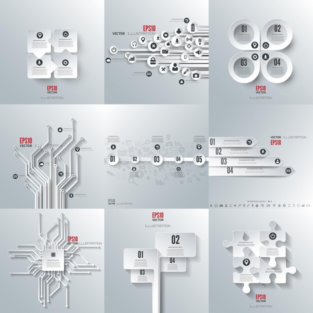 Set with infographics data and information visualization template