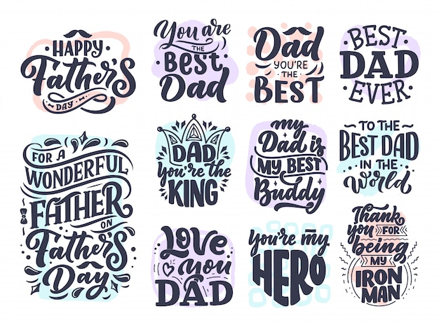 Vector set with lettering for father's day greeting card