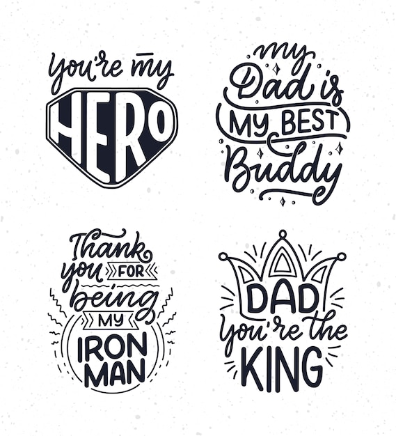 Set with lettering for father's day greeting card